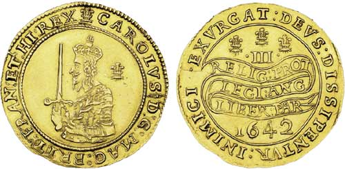 Charles I gold Triple Unite Crown coin