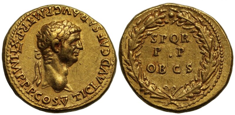 Claudius Gold Aureus Coin