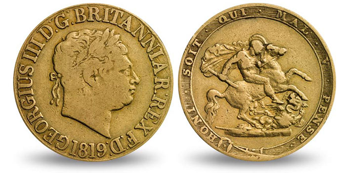 1819 George III Gold Sovereign Coin