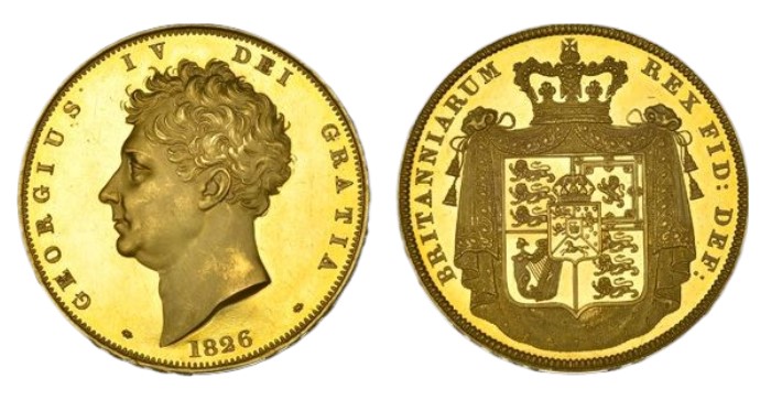 1826 George IV Gold Proof Five-Pounds coin