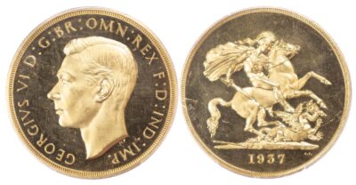George VI Gold Proof Five Pounds Coin