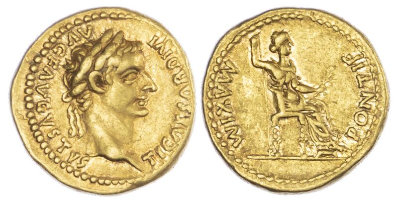 Tiberius Gold Aureus Coin